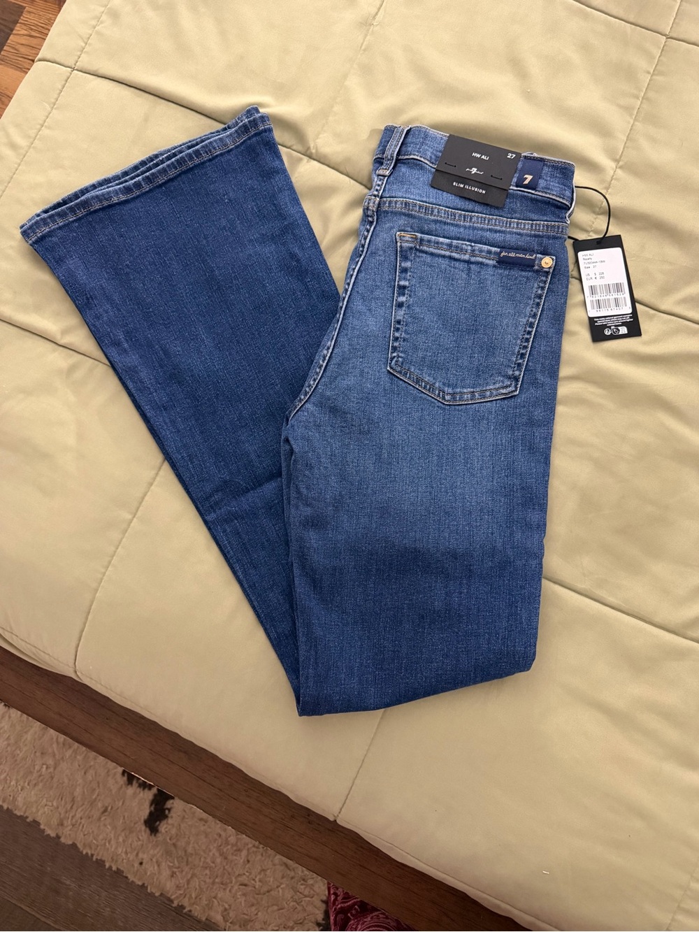 7 For All Mankind Blue Denim Flare Jeans